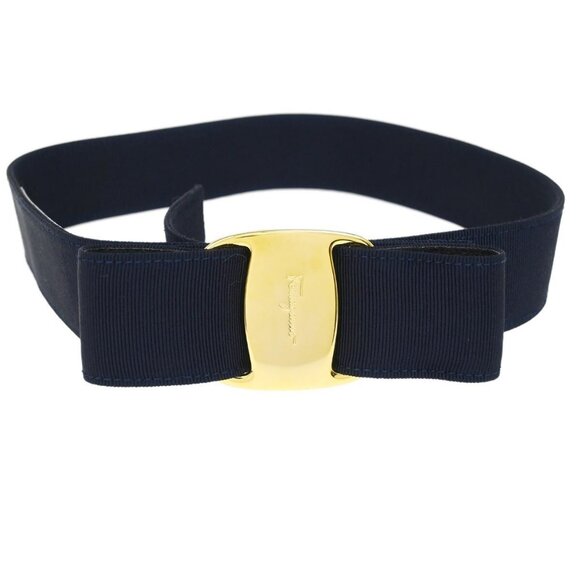 Salvatore Ferragamo Navy Canvas Belt #S 8046 Small Good 153866 main image 11